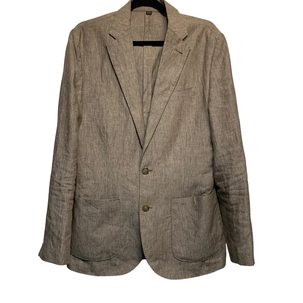 J. Crew Ludlow Slim-fit 36R Unstructured Suit Jacket Cotton-linen Blazer Brown